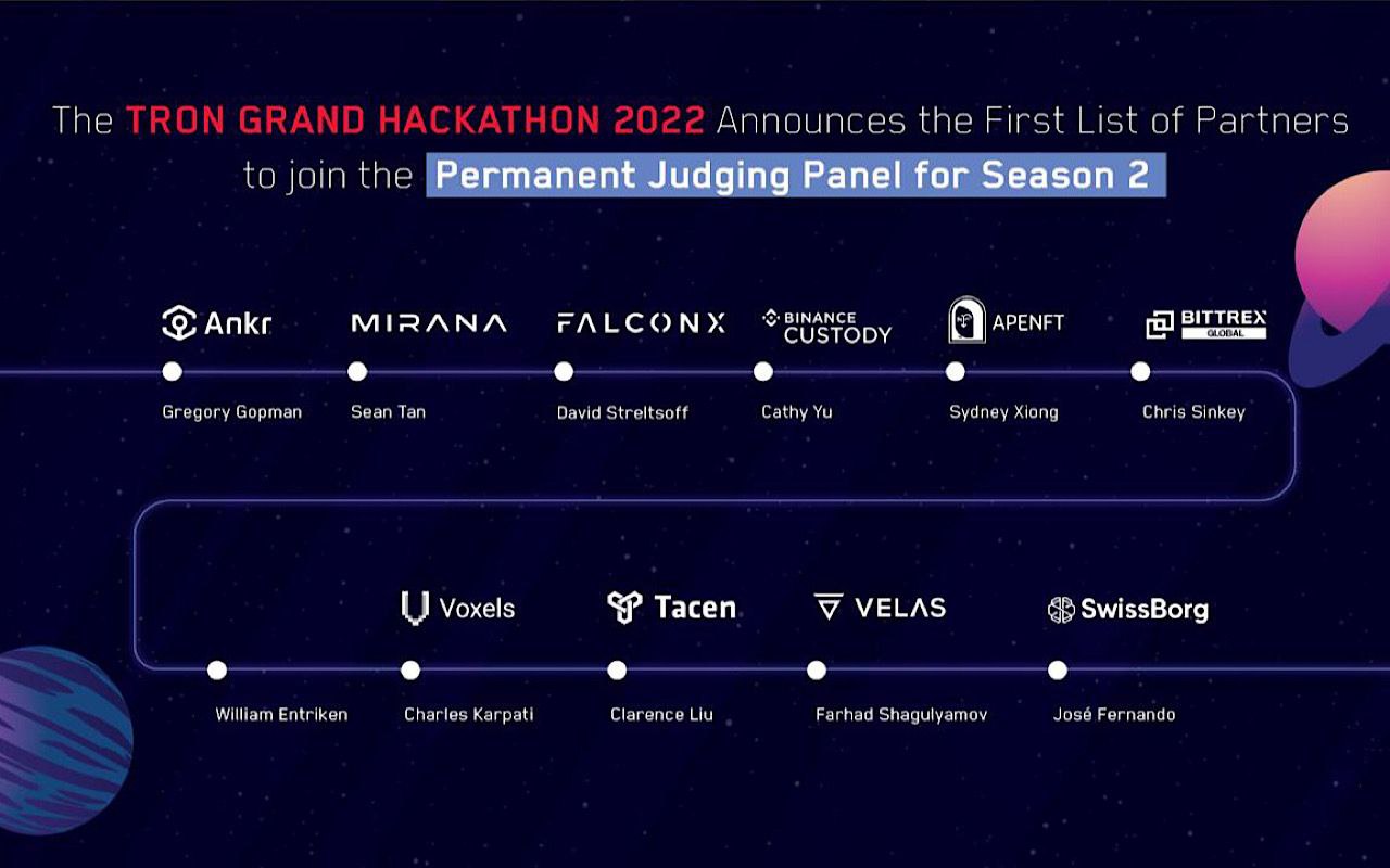The TRON Grand Hackathon 2022 Announces First List of New Partners Joining the Permanent Judging Panel for Season 2