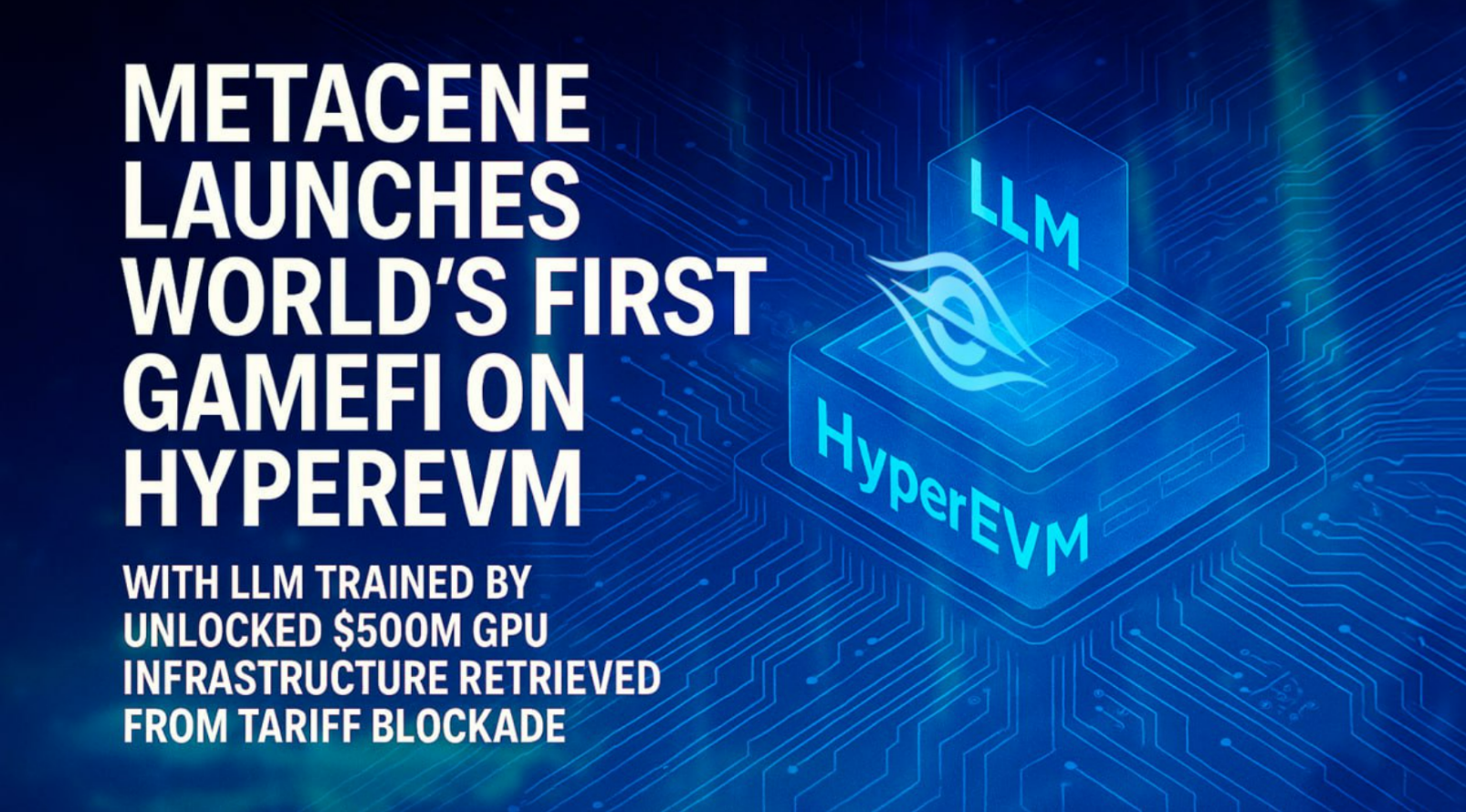 MetaCene Launches World's First GameFi on HyperEVM with LLM Trained by Unlocked $500M GPU Infrastructure Retrieved from Tariff Blockade