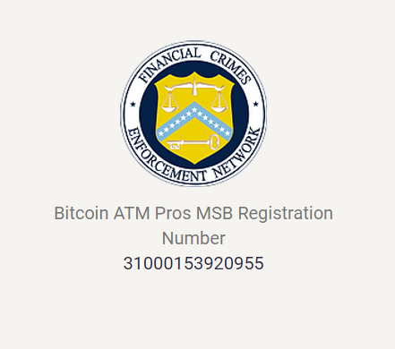 Bitcoin ATM Pros registered in FINCEN registry