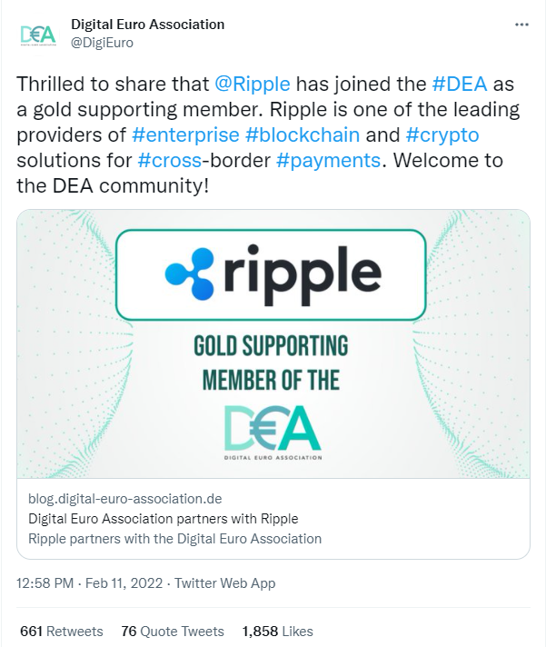 Ripple становится партнером Digital Euro Association (DEA)