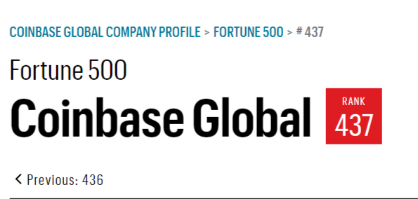 Coinbase meletup ke Fortune 500