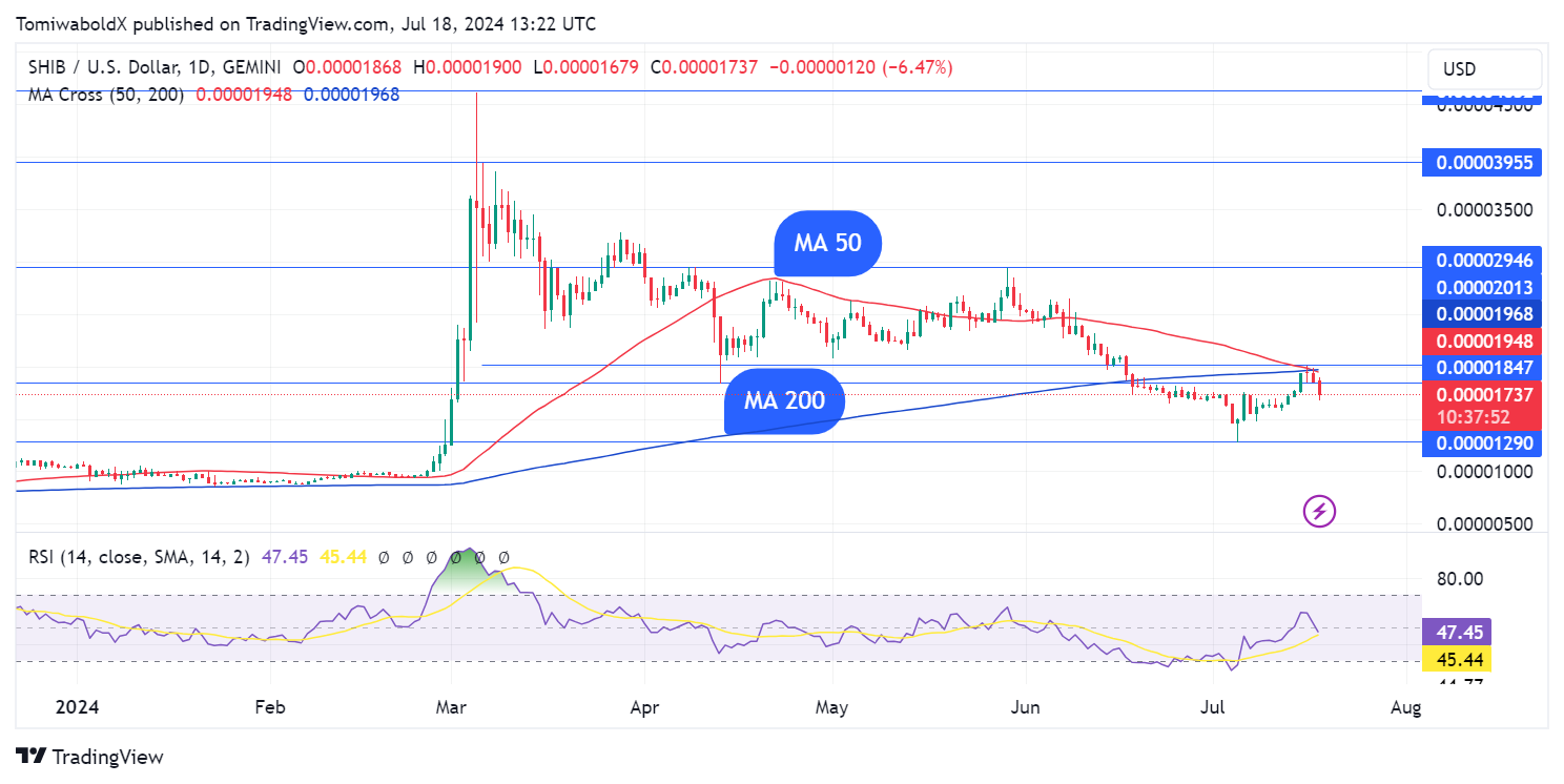 Shiba Inu Death Cross Emerges as SHIB Price Faces Sell-off