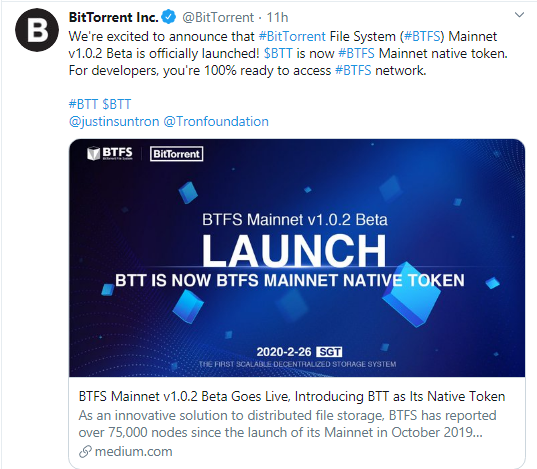 BTFS Beta Mainnet is live