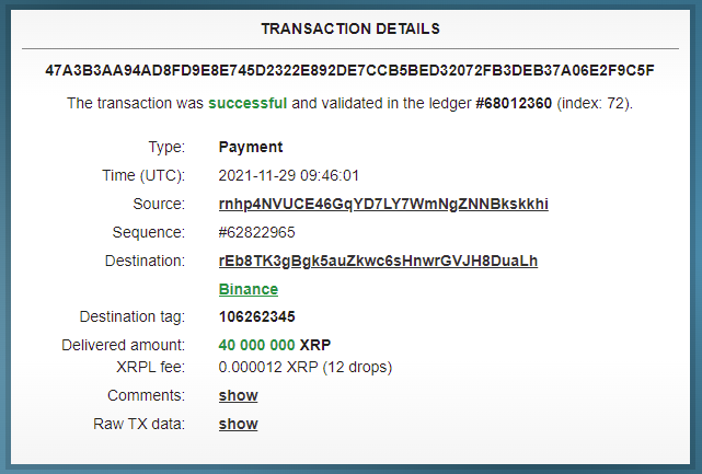 Ripple transaction data