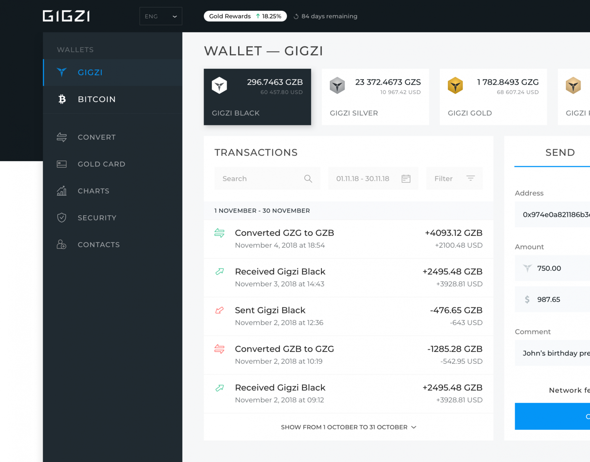 Gigzi interface