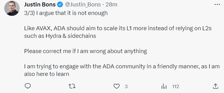 Cardano (ADA) should focus on L1 scaling