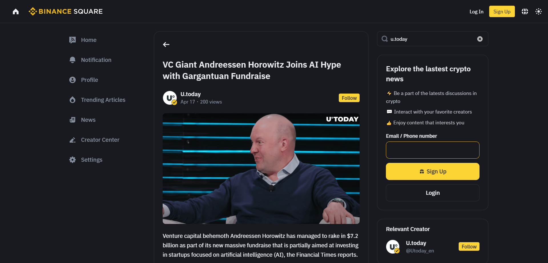 U.Today content is now available at Binance Square
