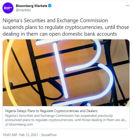 Nigeria S Sec Suspends Plans For Crypto Regulation Here S Why Schlagzeilen Neuigkeiten Coinmarketcap