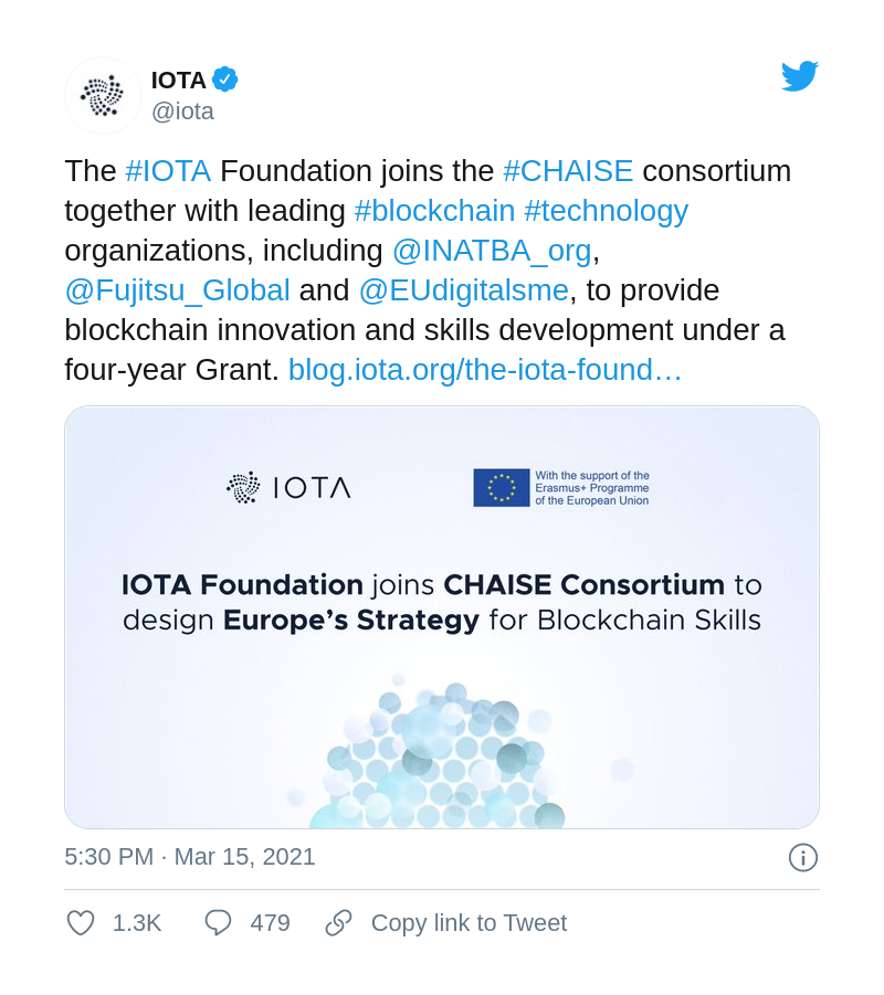 IOTA Foundation is now a member of the CHAISE consortium