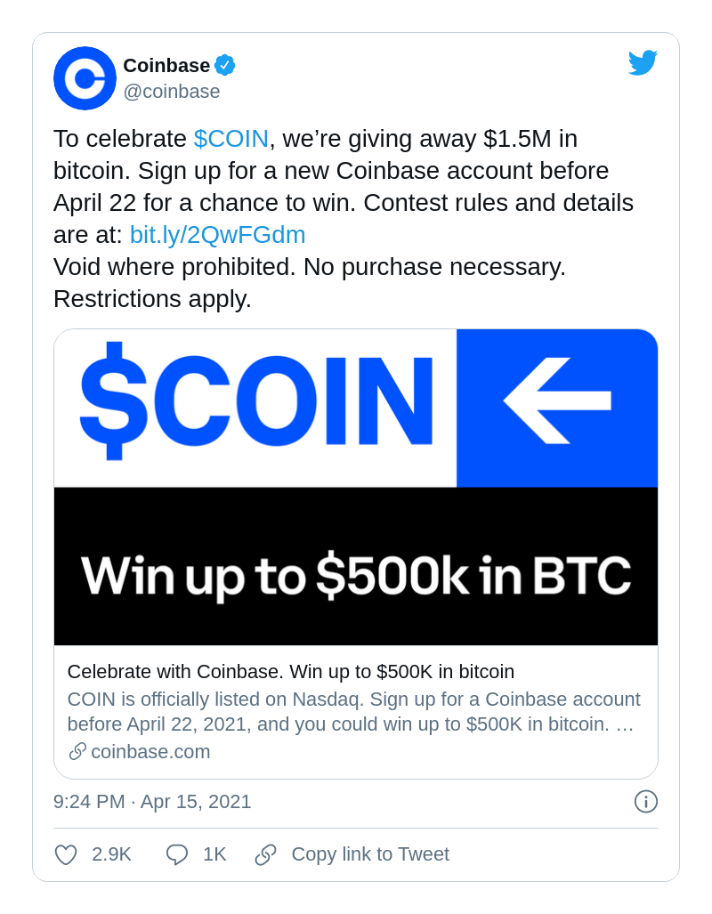 coinbase giveaway