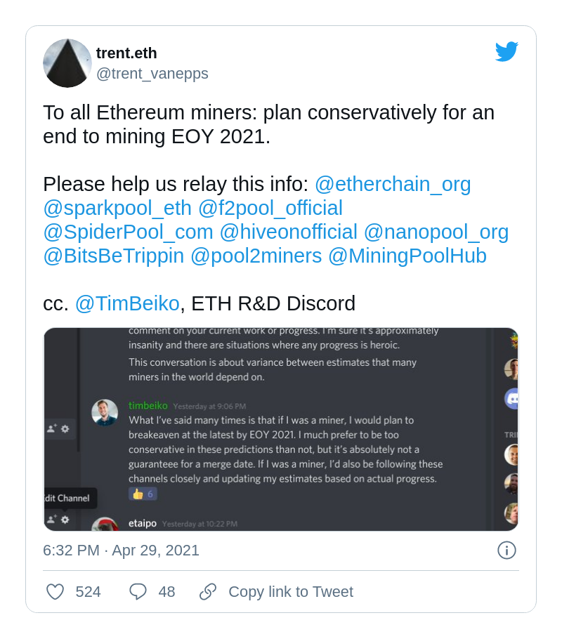 ethereum mining end