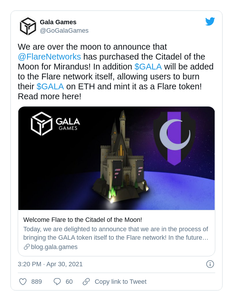 Flare Networks extends partnership with Gala Games