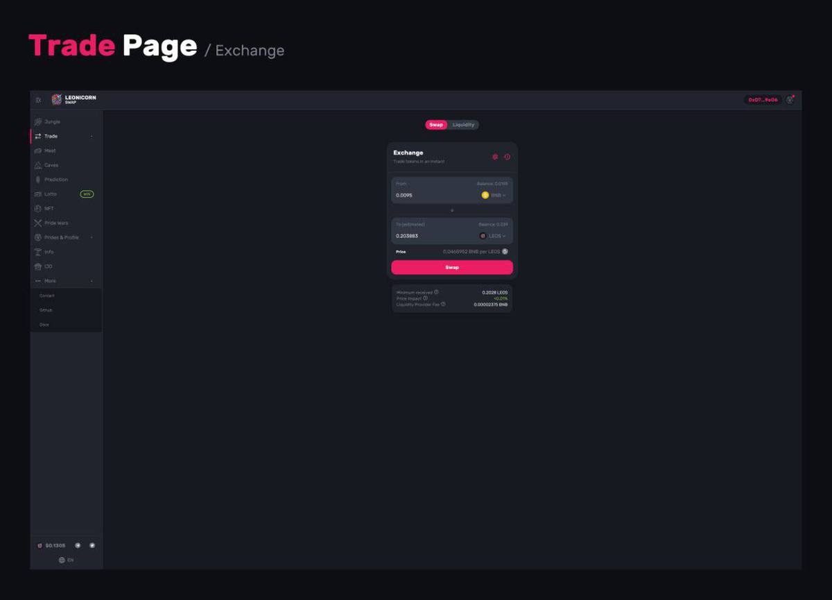 Leonicorn Swap releases one-click exchange