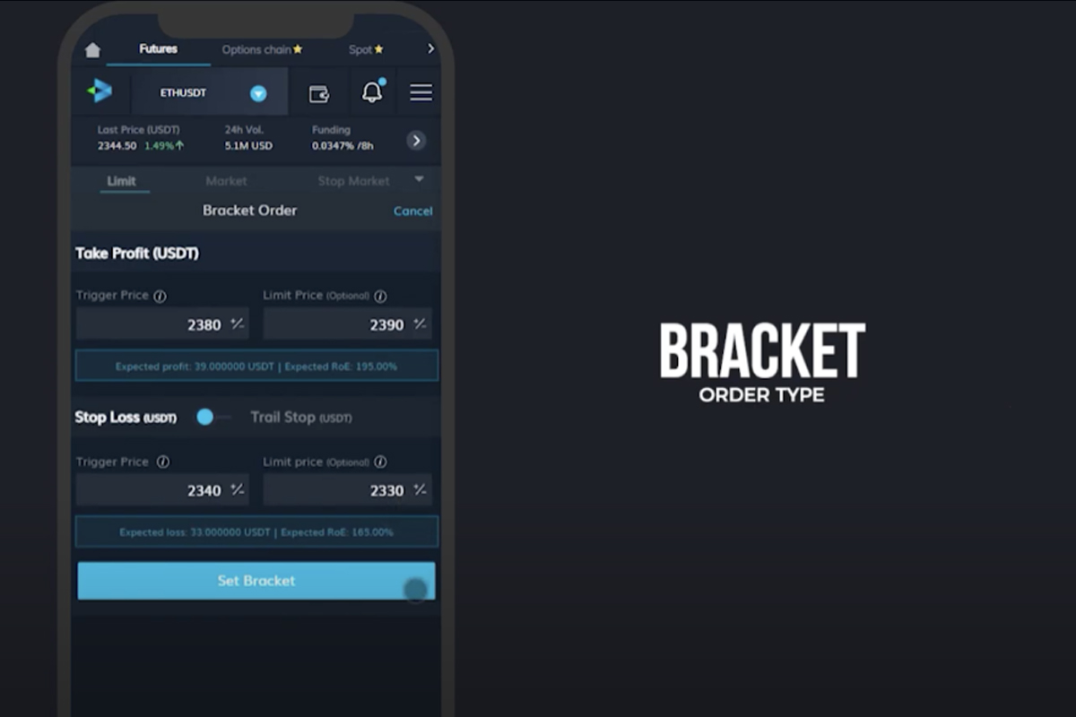 Bracket order type by Delta Exchange