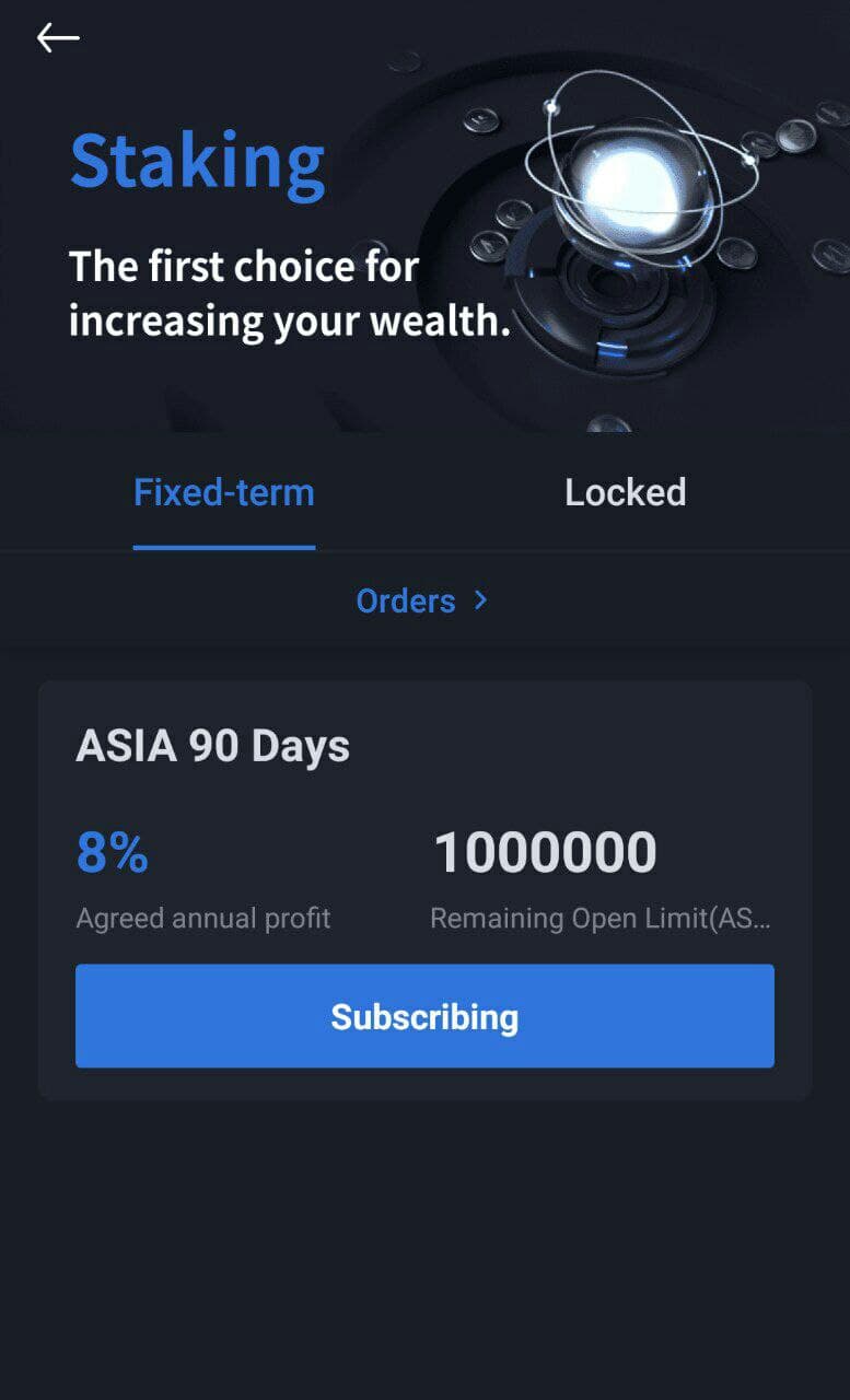 ASIA staking is avaliable on Asia Exchange