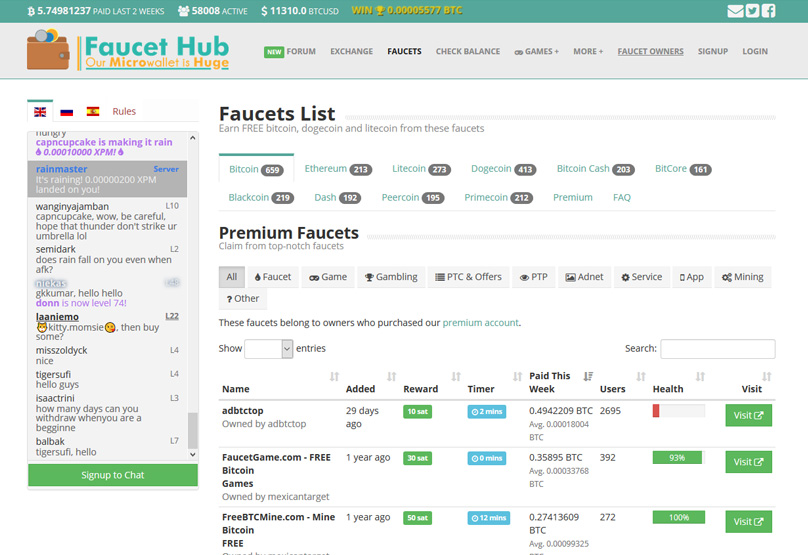 FaucetHub interface