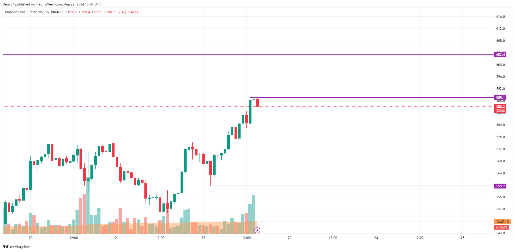 8월 22일 바이낸스 코인 (BNB) 예측