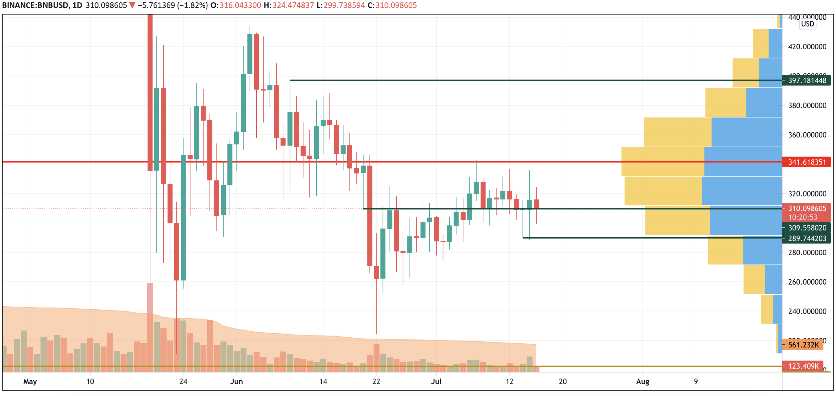 BNB/USD chart byTrading View