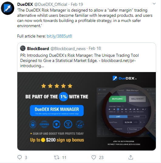 DueDEX trading platform introduces Risk Manager toolkit