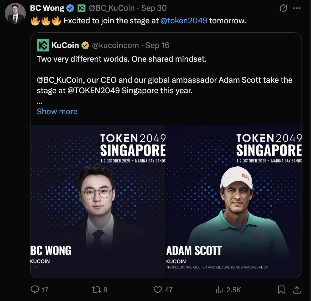 BC Wonh holds fireside chat at TOKEN2049