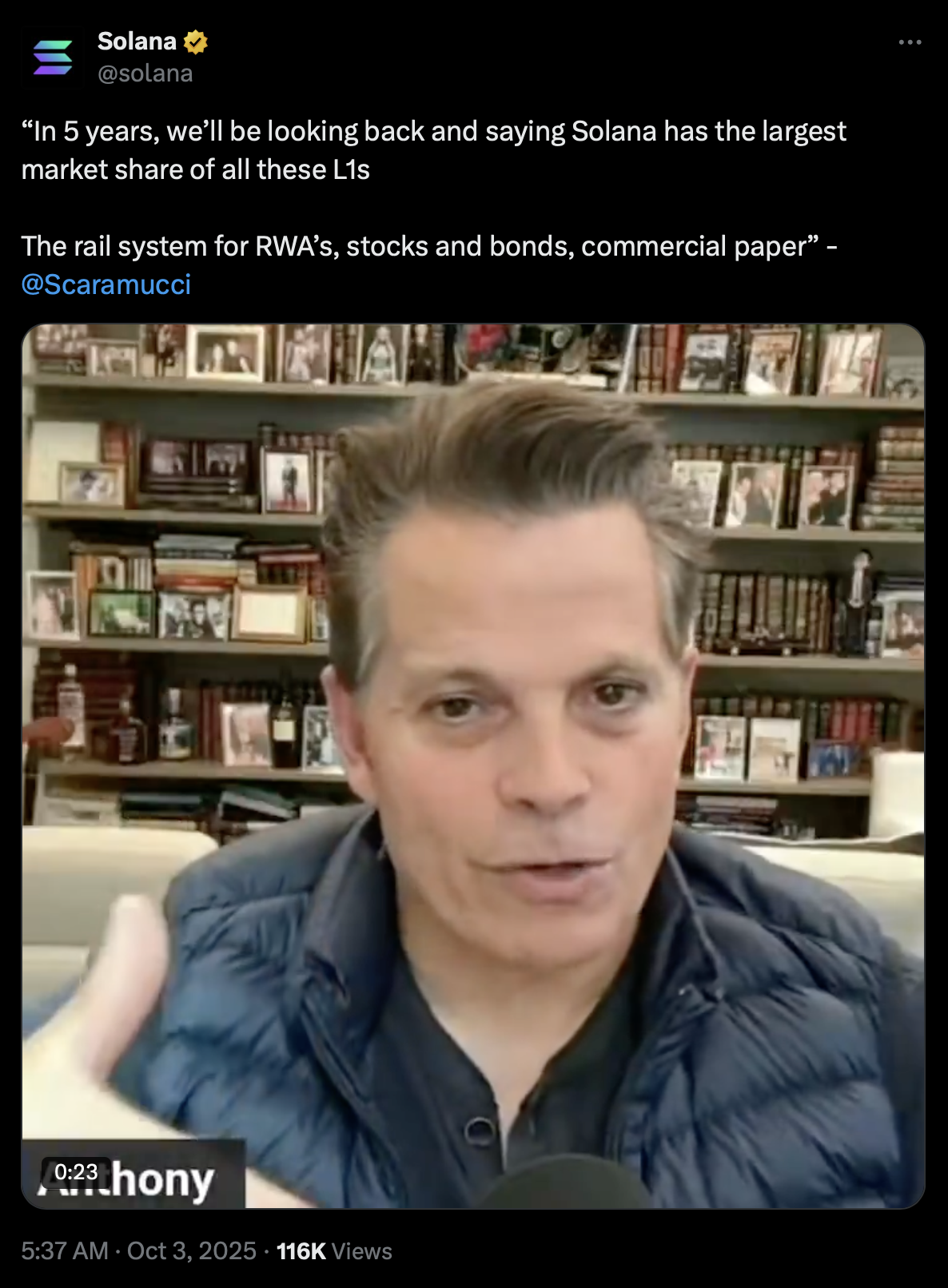 Solana praised by Scaramucci