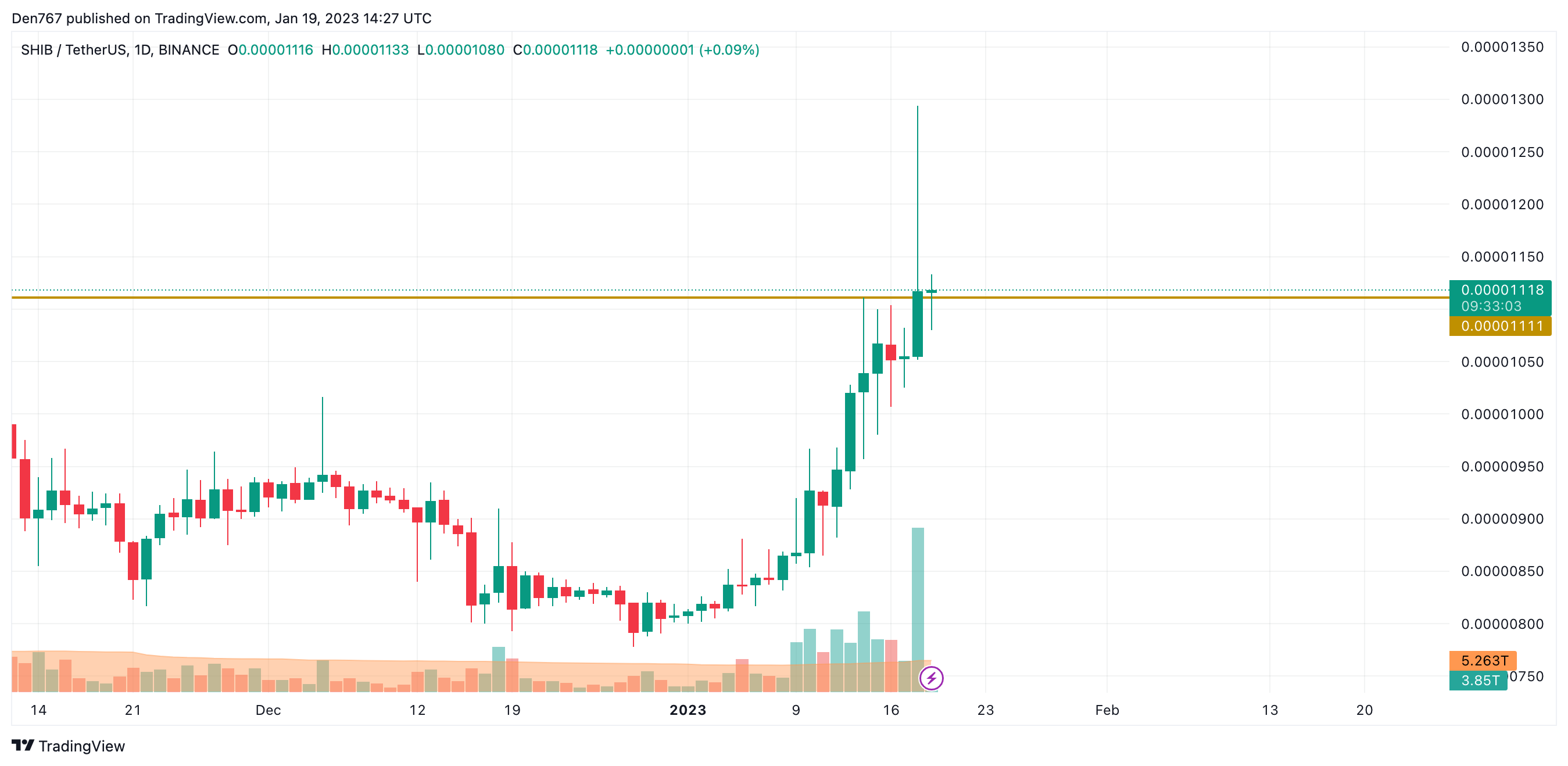 SHIB/USD chart by Trading View