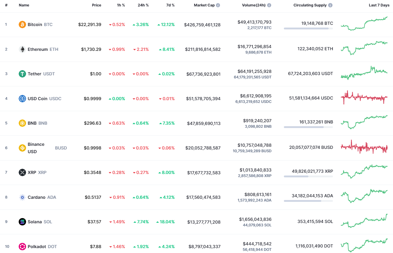 Top Coins by CoinMarketCap