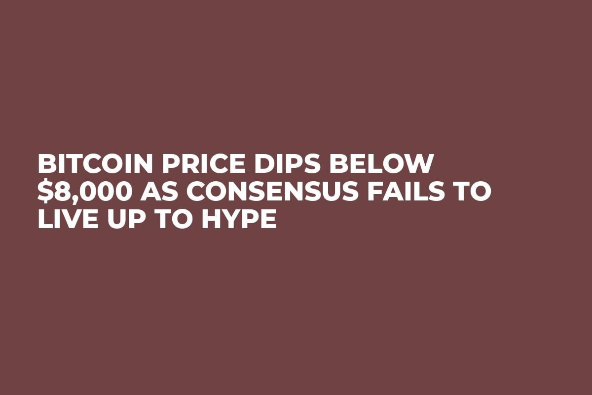 Bitcoin Price Dips Below $8,000 as Consensus Fails to Live Up to Hype