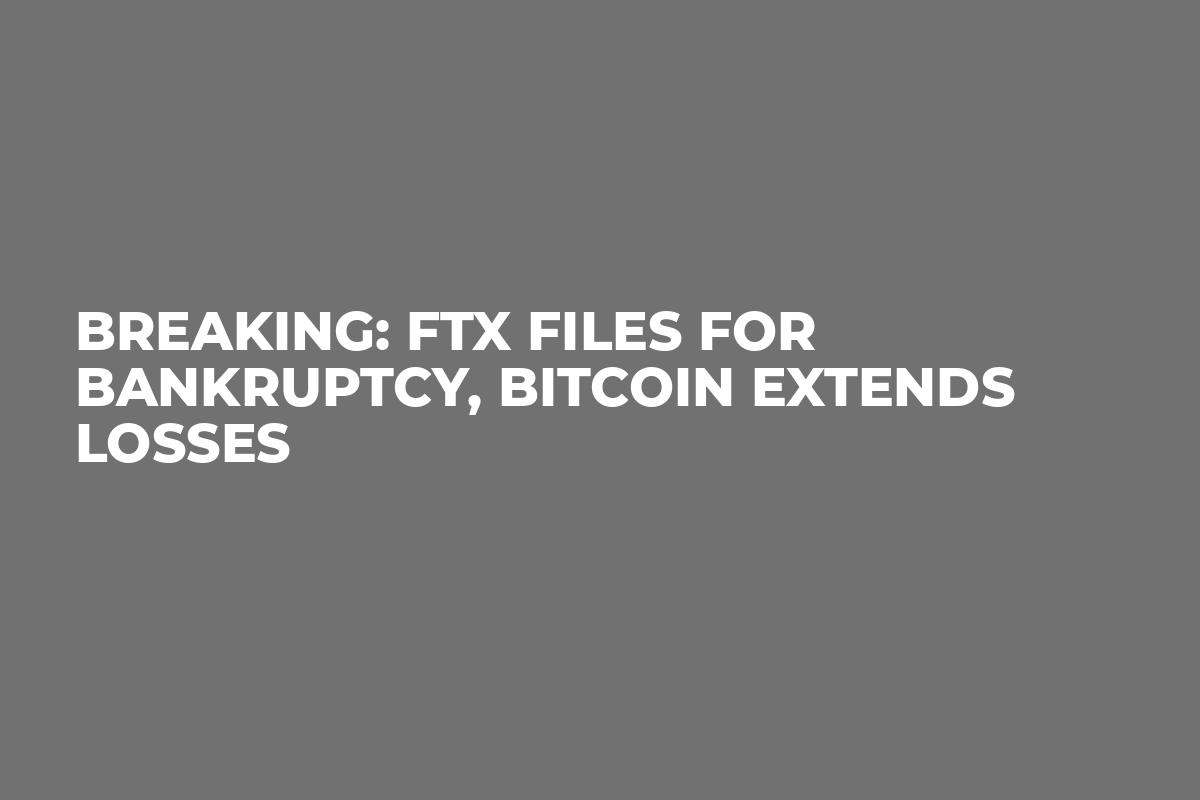 Breaking: FTX Files for Bankruptcy, Bitcoin Extends Losses
