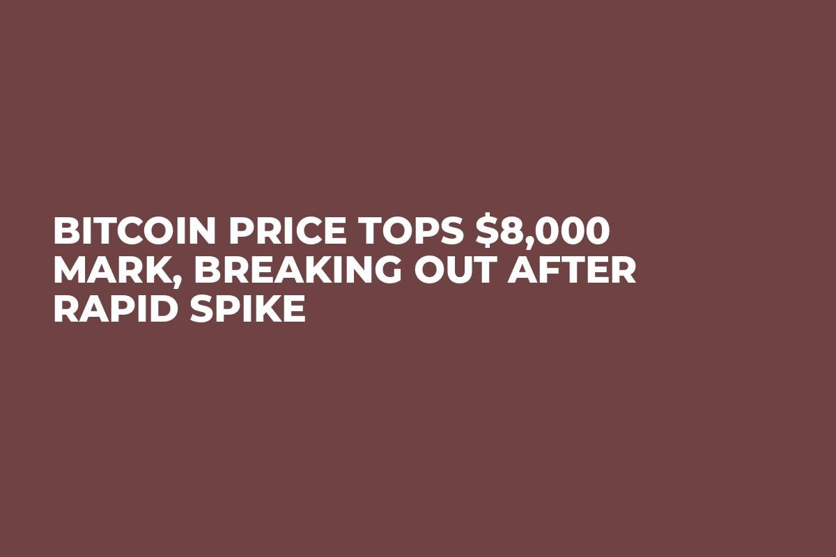 Bitcoin Price Tops $8,000 Mark, Breaking Out After Rapid Spike