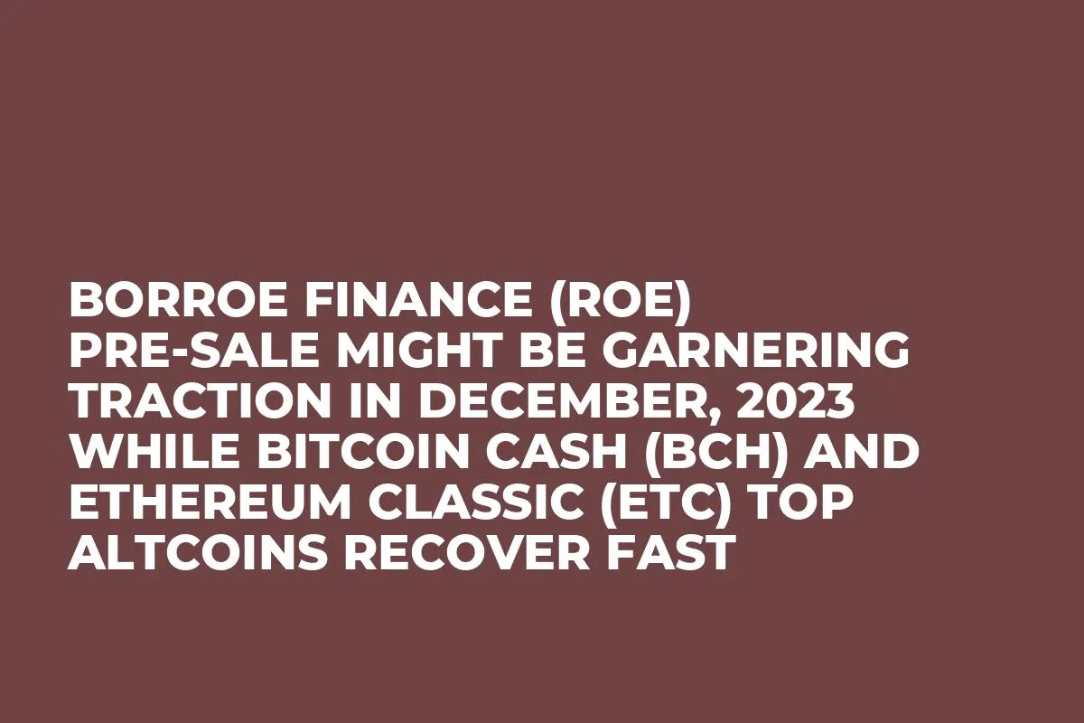 Borroe Finance (ROE) Pre-Sale Might be Garnering Traction in December, 2023 while Bitcoin Cash (BCH) and Ethereum Classic (ETC) Top Altcoins Recover Fast