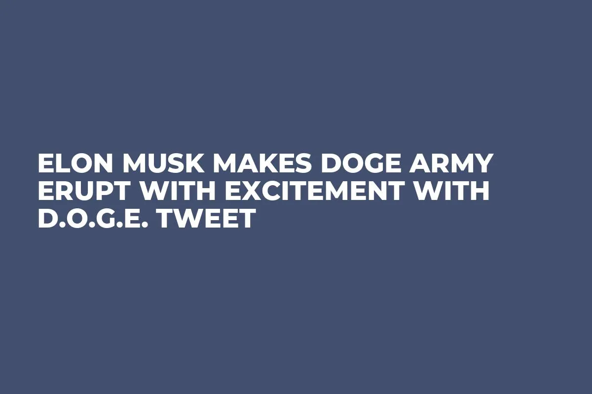 Elon Musk Makes DOGE Army Erupt With Excitement With D.O.G.E. Tweet 