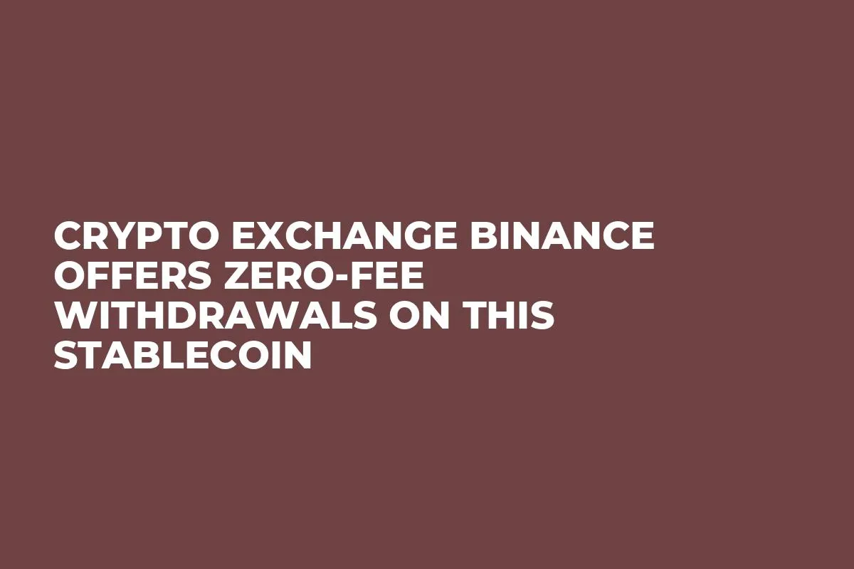 Crypto Exchange Binance Offers Zero-Fee Withdrawals on This Stablecoin