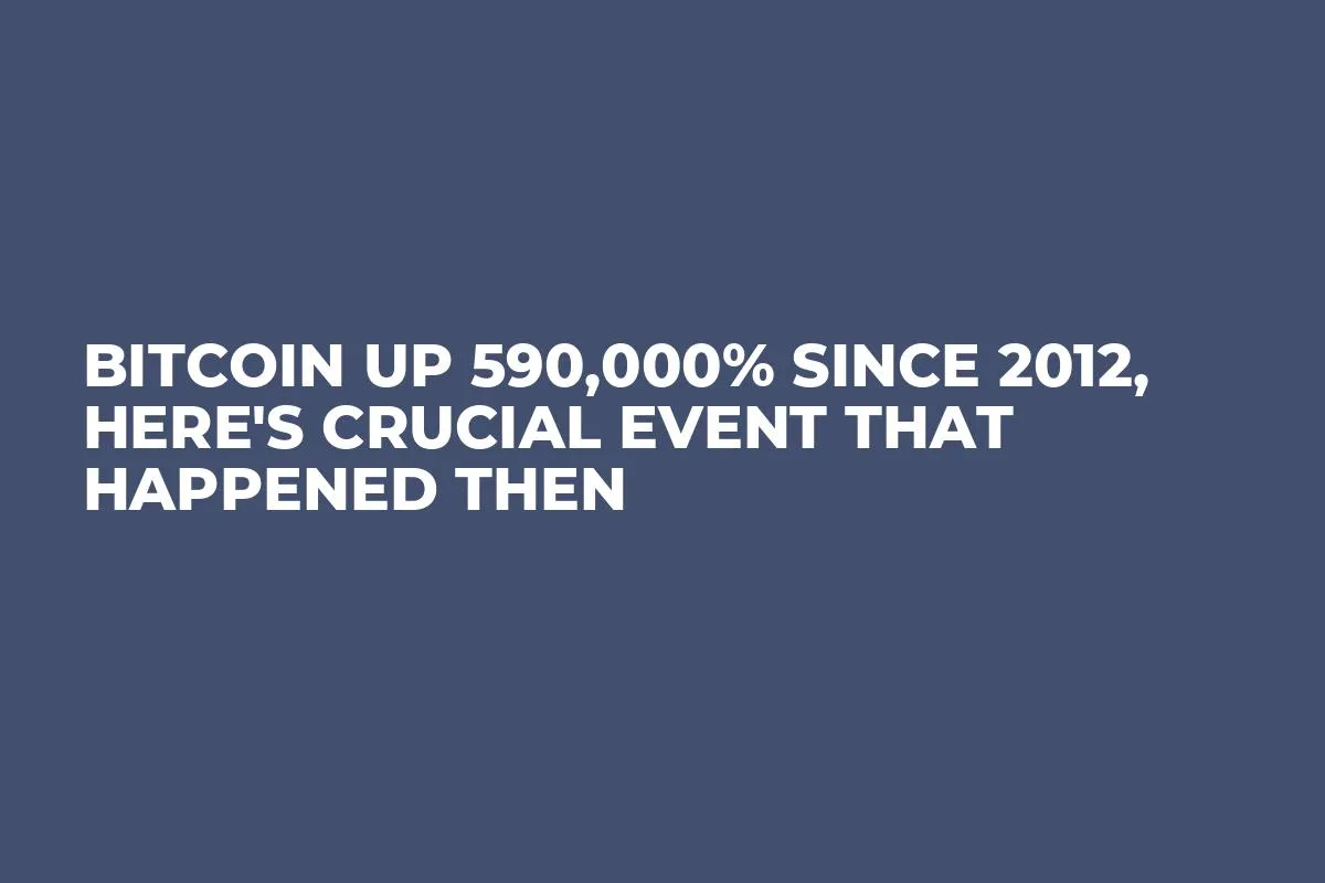 Bitcoin up 590,000% Since 2012, Here's Crucial Event That Happened Then