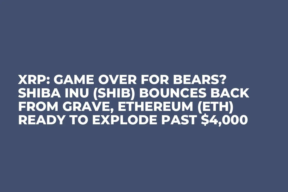 XRP: Game Over for Bears? Shiba Inu (SHIB) Bounces Back From Grave, Ethereum (ETH) Ready to Explode Past $4,000