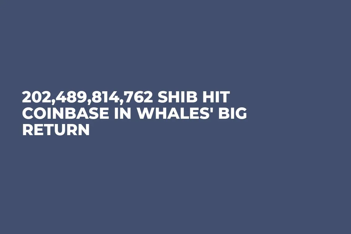 202,489,814,762 SHIB Hit Coinbase in Whales' Big Return