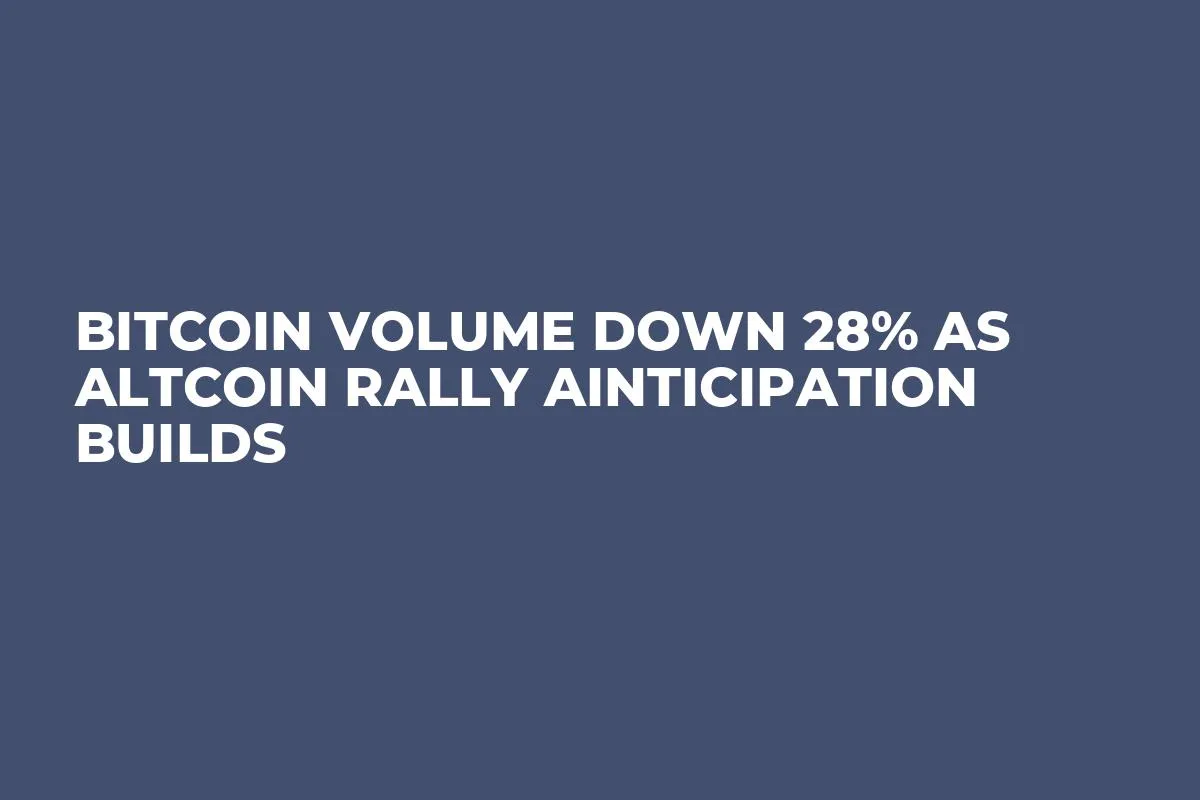 Bitcoin Volume Down 28% as Altcoin Rally Ainticipation Builds 