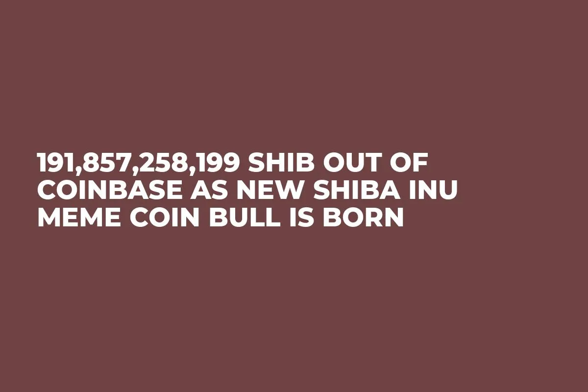 191,857,258,199 SHIB out of Coinbase as New Shiba Inu Meme Coin Bull Is Born