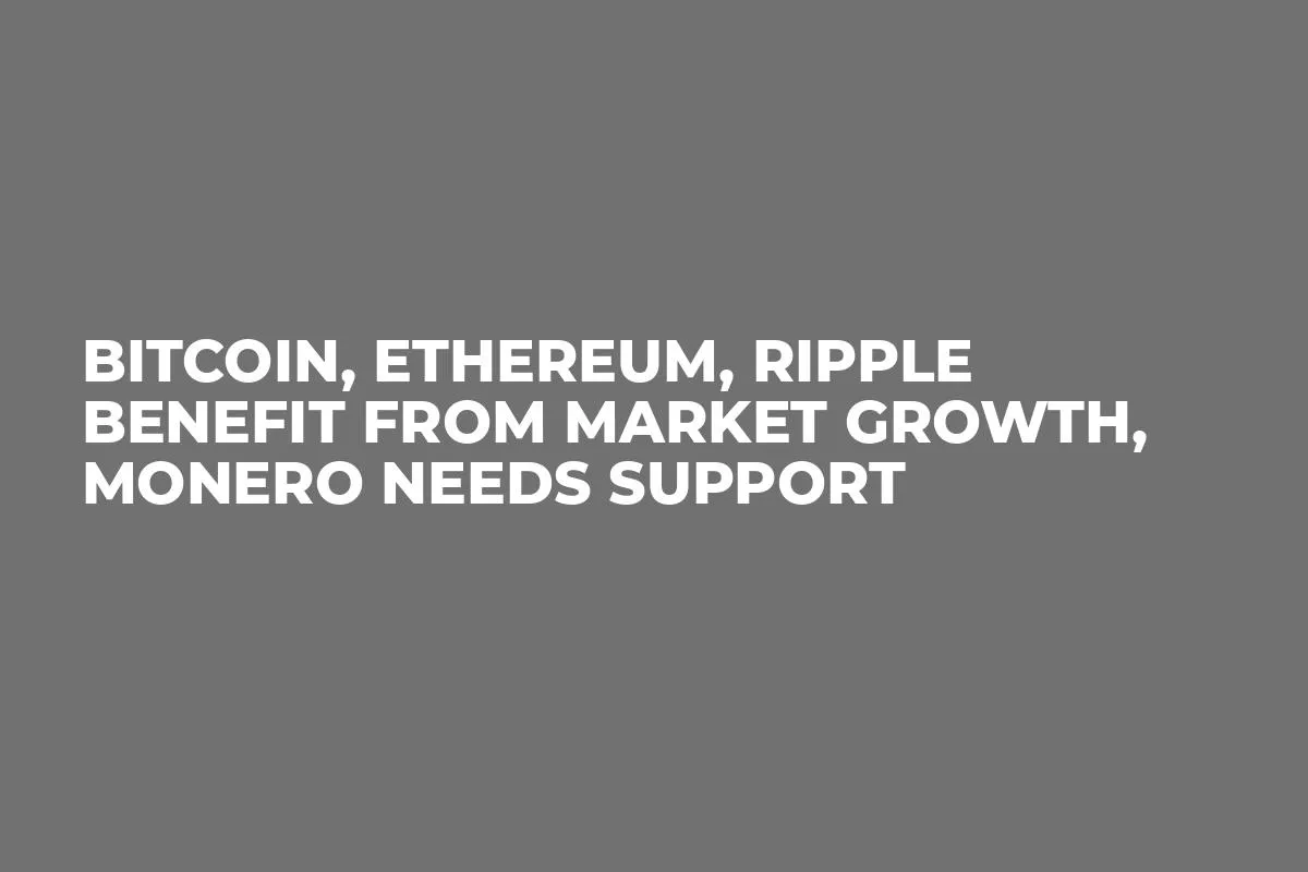 Bitcoin, Ethereum, Ripple Benefit From Market Growth, Monero Needs Support