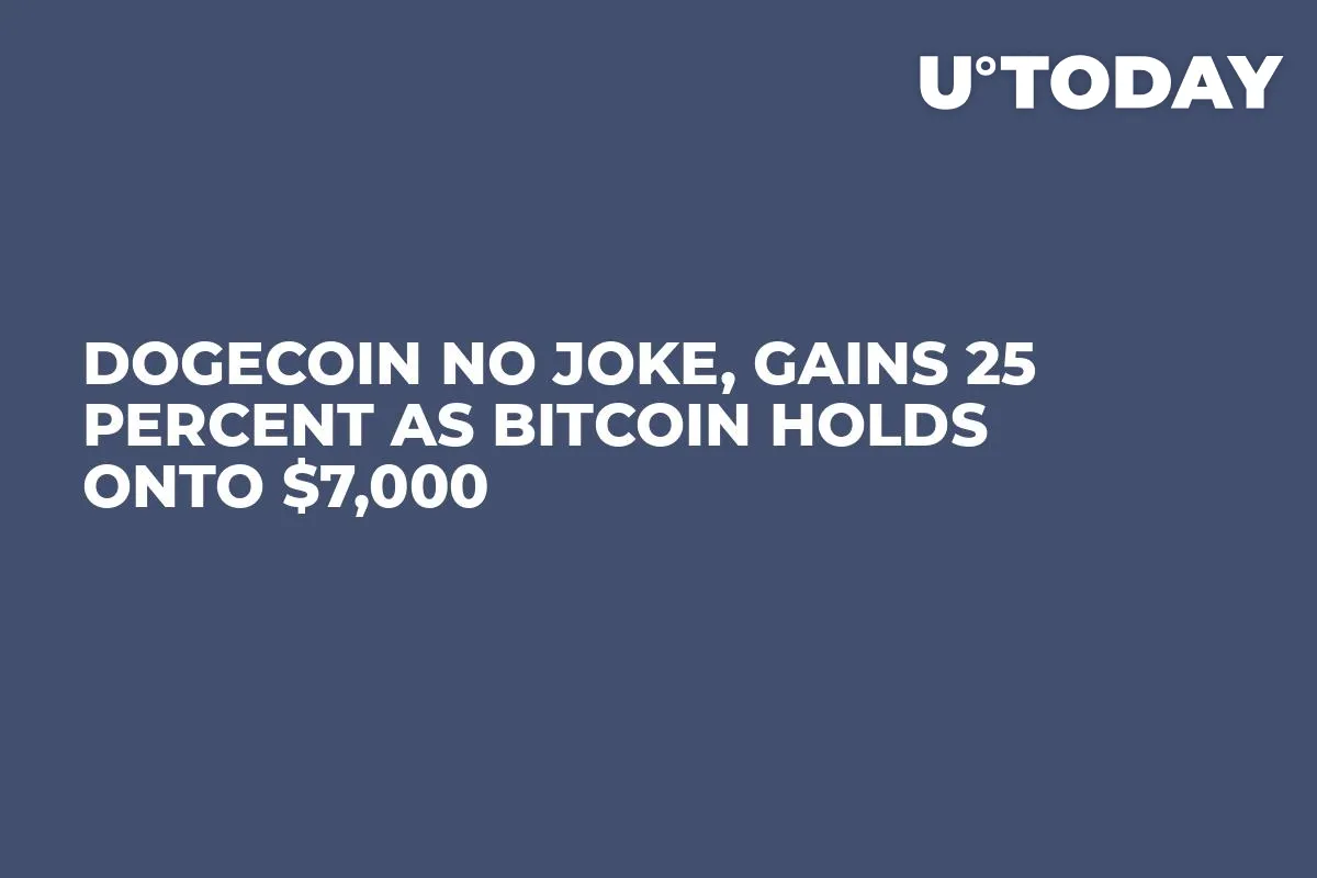Dogecoin No Joke, Gains 25 Percent as Bitcoin Holds Onto $7,000