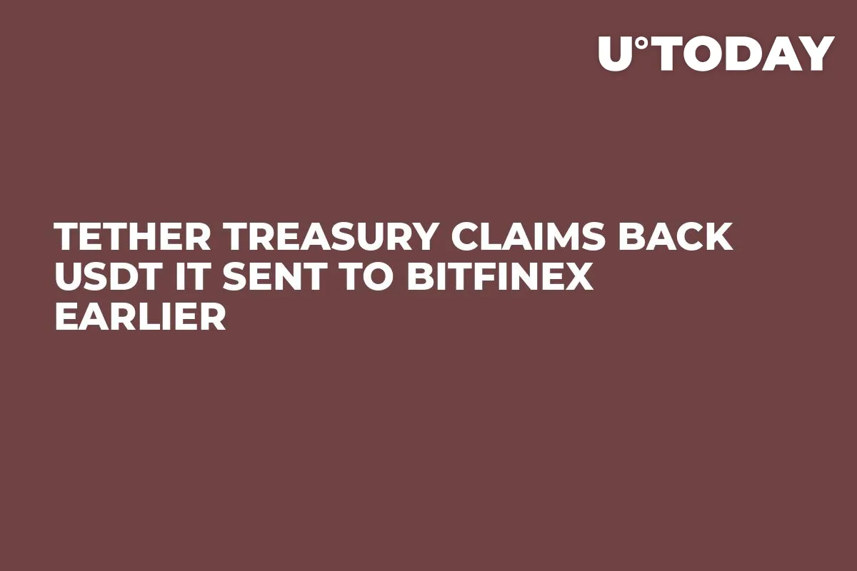 Tether Treasury Claims Back USDT It Sent to Bitfinex Earlier
