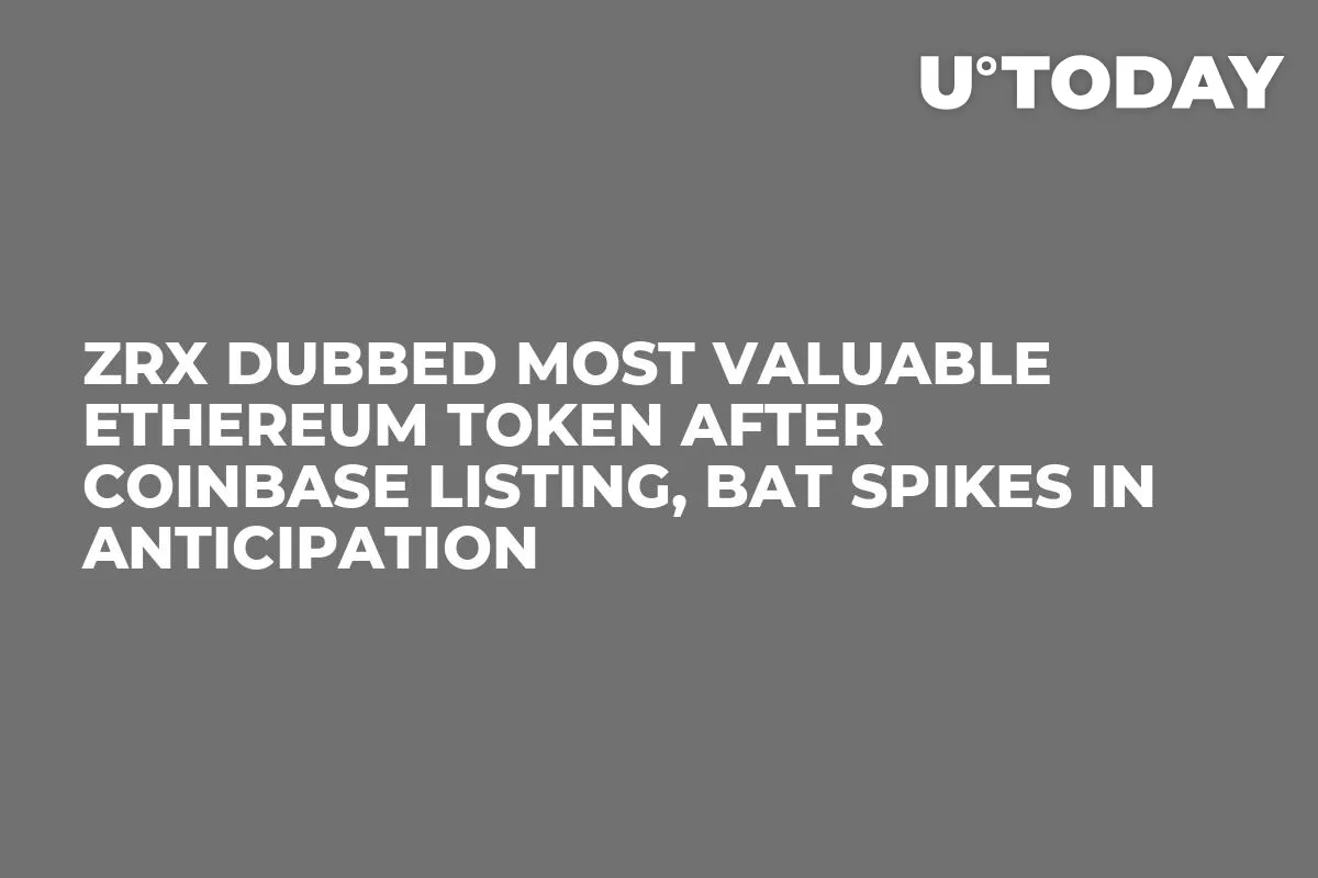 ZRX Dubbed Most Valuable Ethereum Token After Coinbase Listing, BAT Spikes in Anticipation