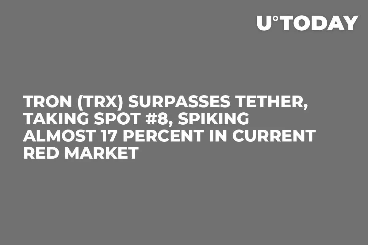 Tron (TRX) Surpasses Tether, Taking Spot #8, Spiking Almost 17 Percent in Current Red Market