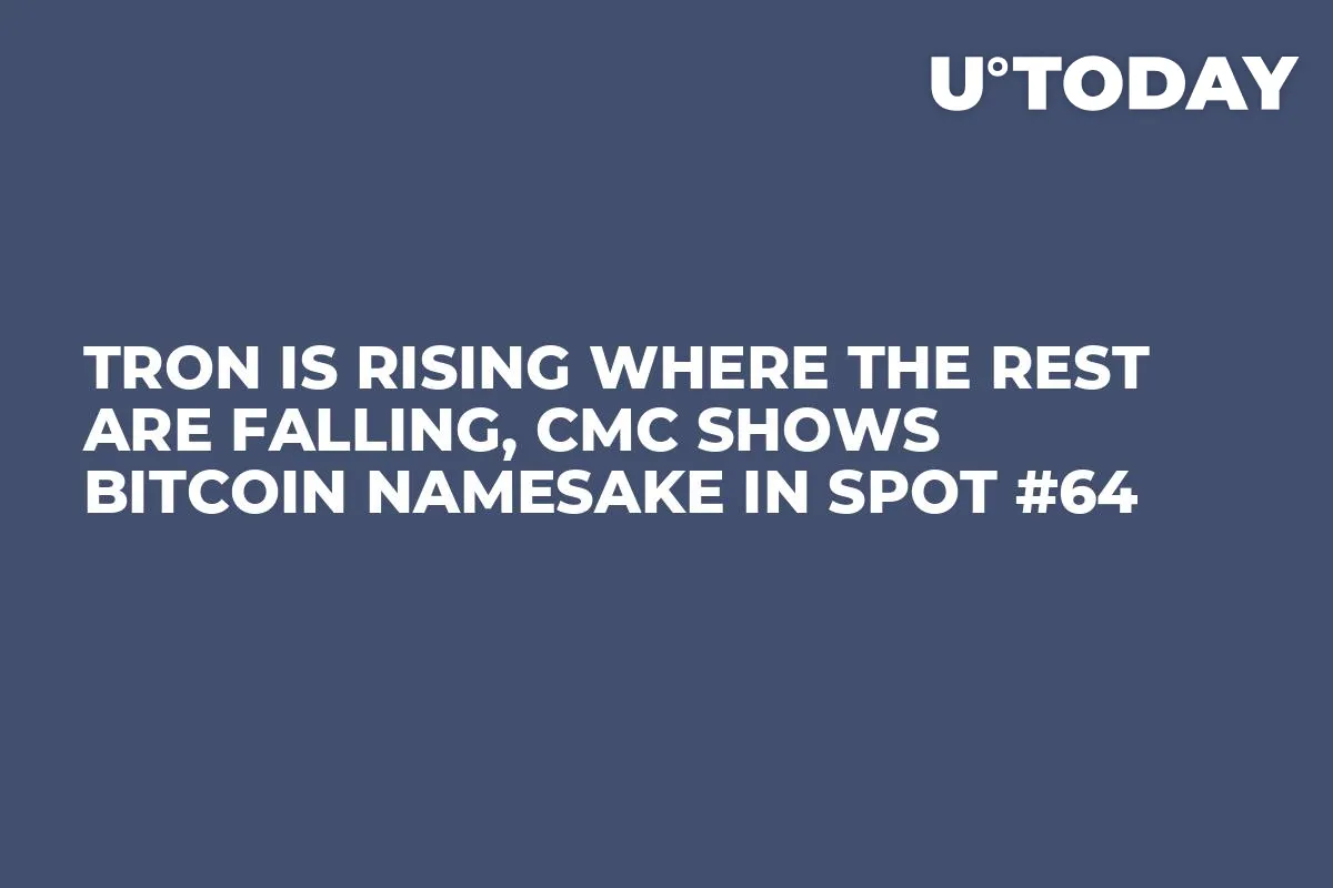 Tron is Rising Where the Rest Are Falling, CMC Shows Bitcoin Namesake in Spot #64