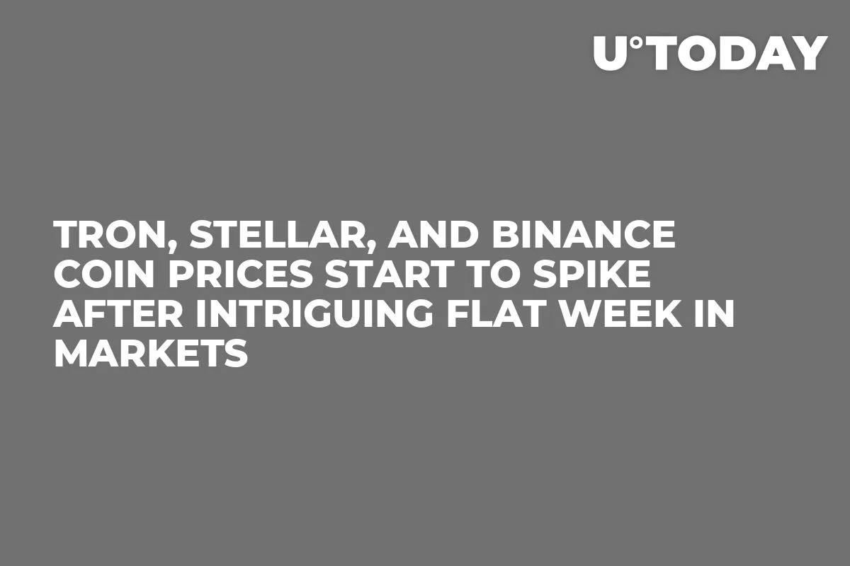 Tron, Stellar, and Binance Coin Prices Start to Spike After Intriguing Flat Week in Markets