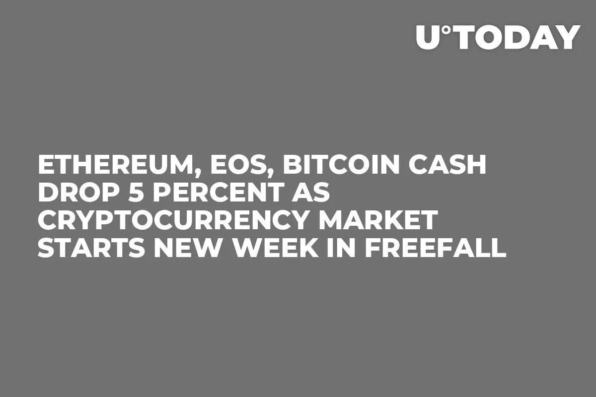 Ethereum, EOS, Bitcoin Cash Drop 5 Percent as Cryptocurrency Market Starts New Week in Freefall