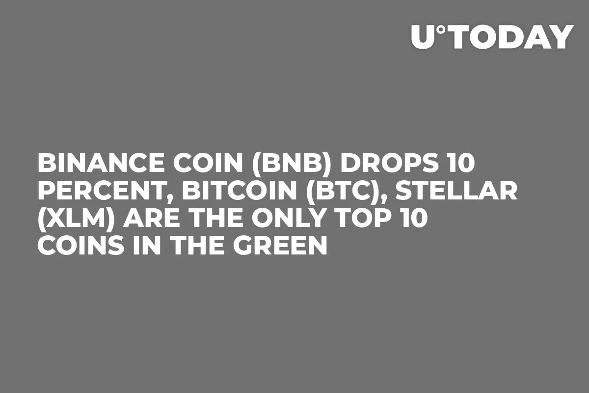 Binance Coin (BNB) Drops 10 Percent, Bitcoin (BTC), Stellar (XLM) Are the Only Top 10 Coins in the Green 