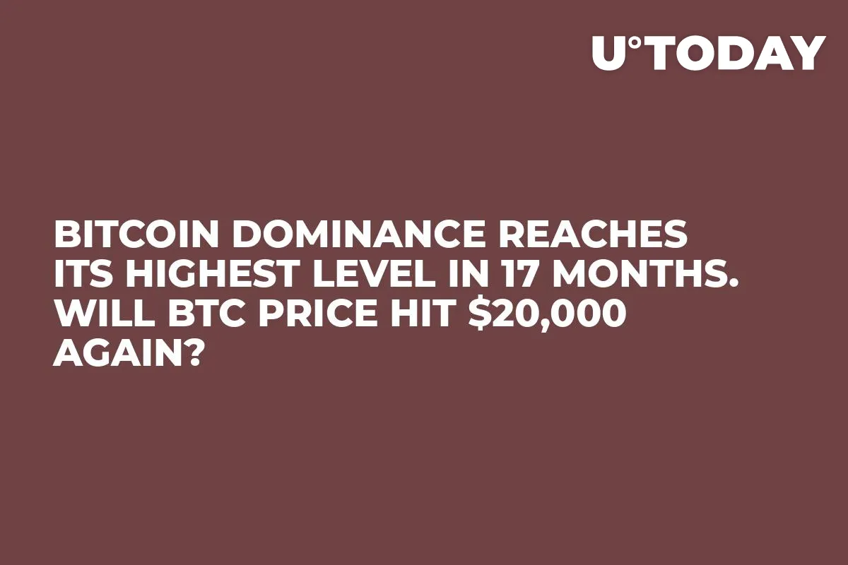 Bitcoin Dominance Reaches Its Highest Level in 17 Months. Will BTC Price Hit $20,000 Again?  