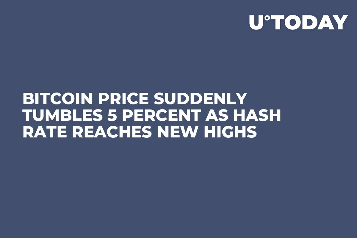 Bitcoin Price Suddenly Tumbles 5 Percent as Hash Rate Reaches New Highs