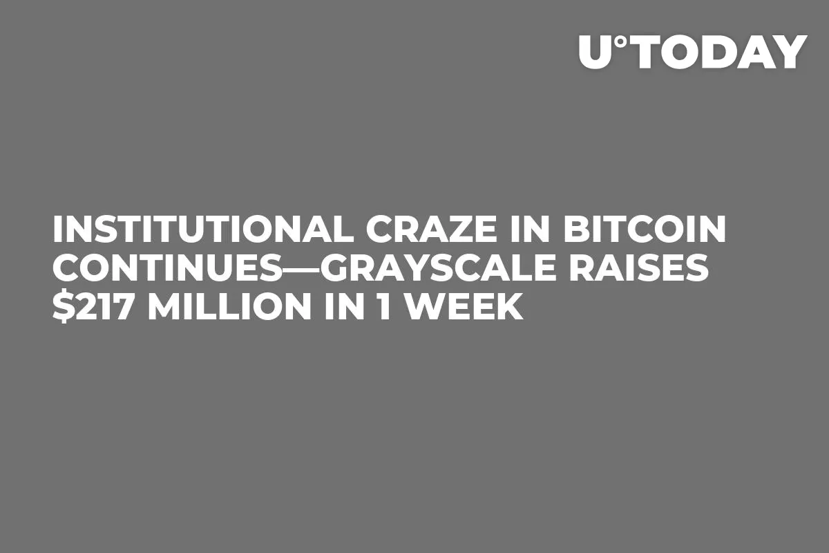 Institutional Craze in Bitcoin Continues—Grayscale Raises $217 million in 1 Week